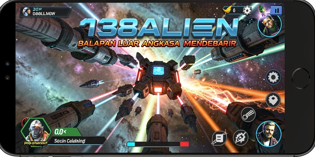Screenshot gameplay balapan luar angkasa yang seru.