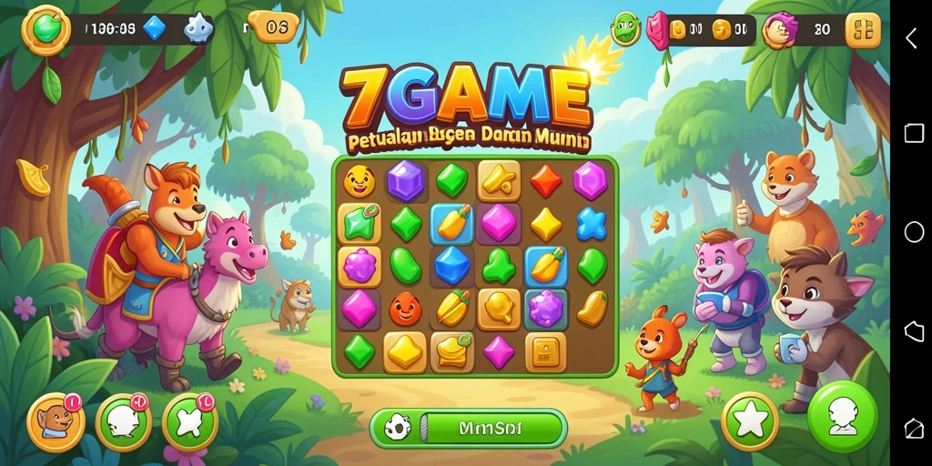 Tampilan gameplay seru dari 7GAME dalam dunia Match-3.