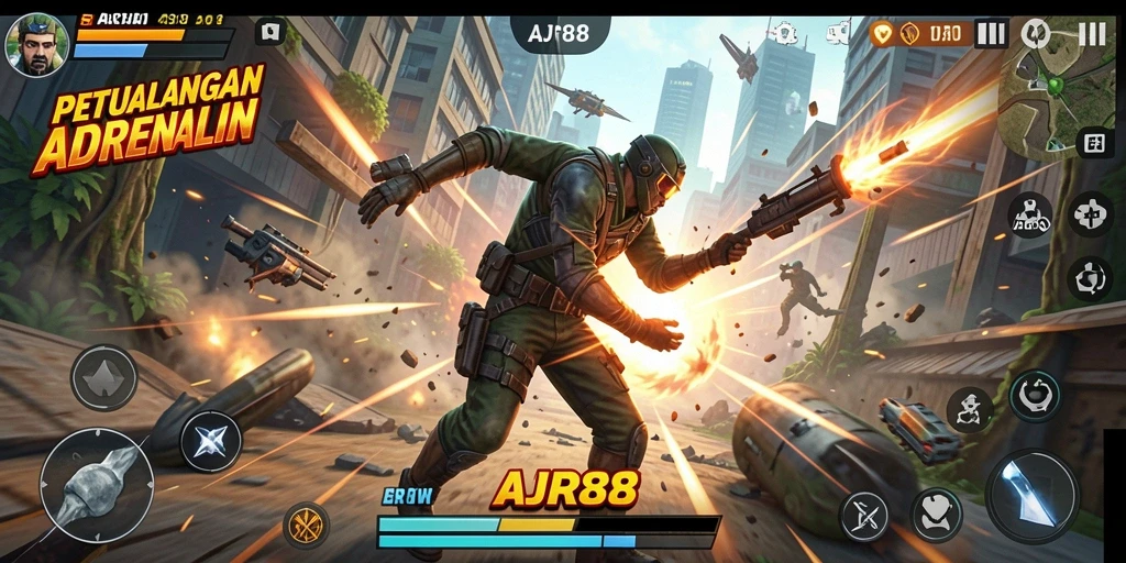 Tampilan aksi mendebarkan dalam gameplay AJR88.