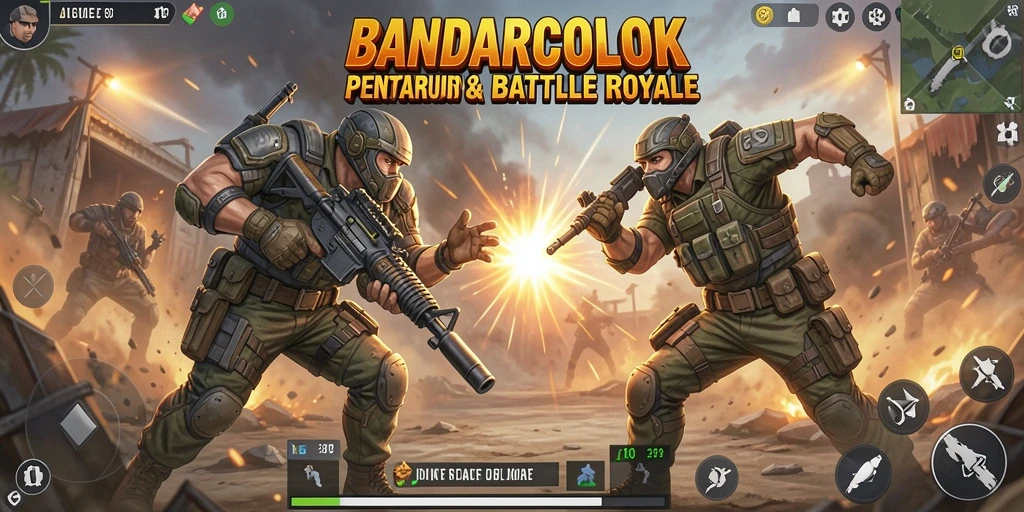 Gameplay mendebarkan di <strong>BANDARCOLOK</strong> dengan aksi pertarungan Battle Royale.