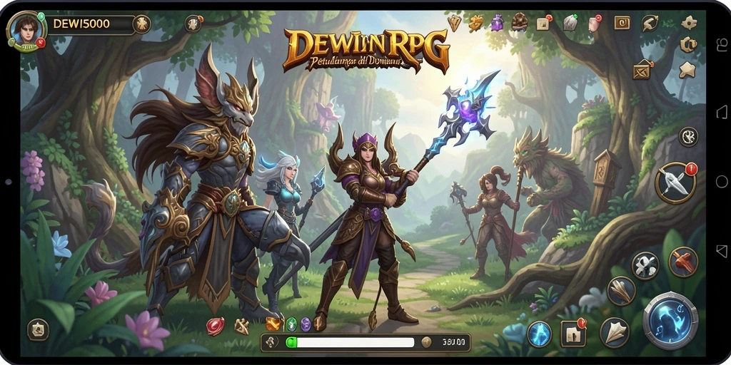 Screenshot DEWI5000 menampilkan pertarungan seru dalam dunia RPG.