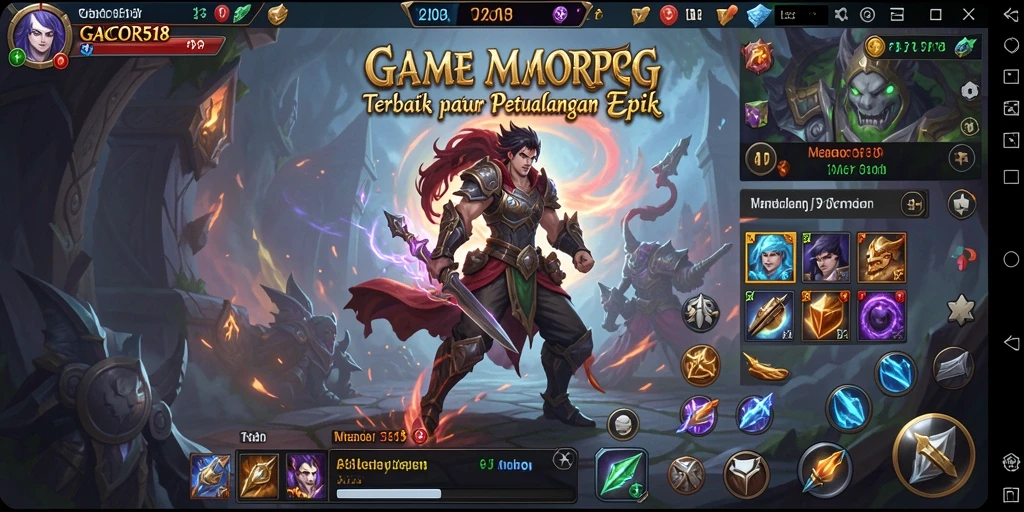 Tampilan gameplay GACOR518 dengan pertarungan dan petualangan epik.