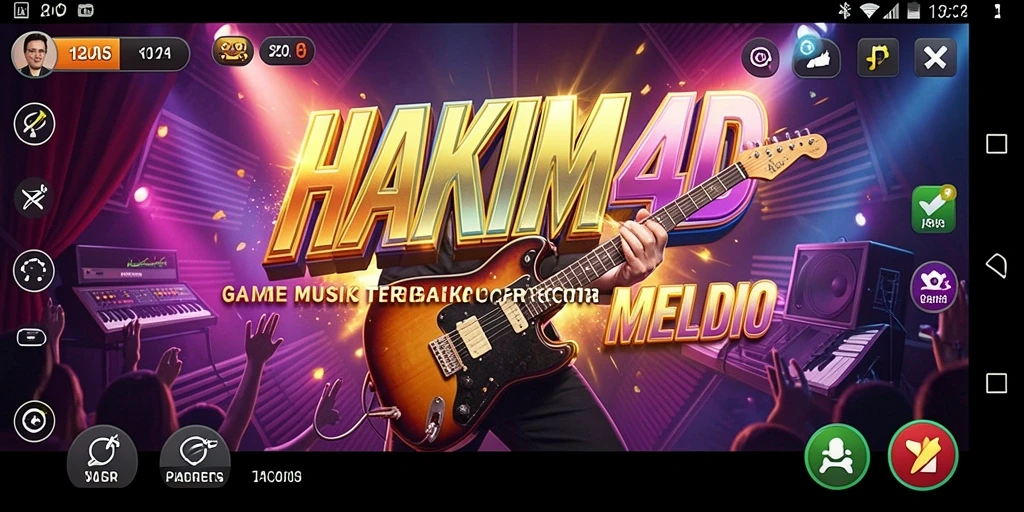 Tangkapan layar gameplay HAKIM4D menunjukkan interaksi musik yang mengasyikkan.