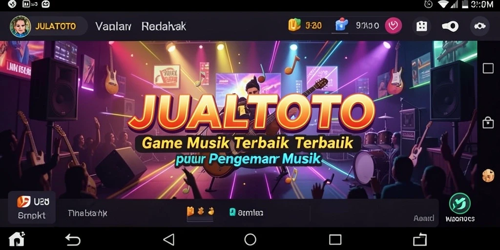 Screenshot gameplay <strong>JUALTOTO</strong> menampilkan pemain mengikuti irama musik dengan antarmuka yang menarik.
