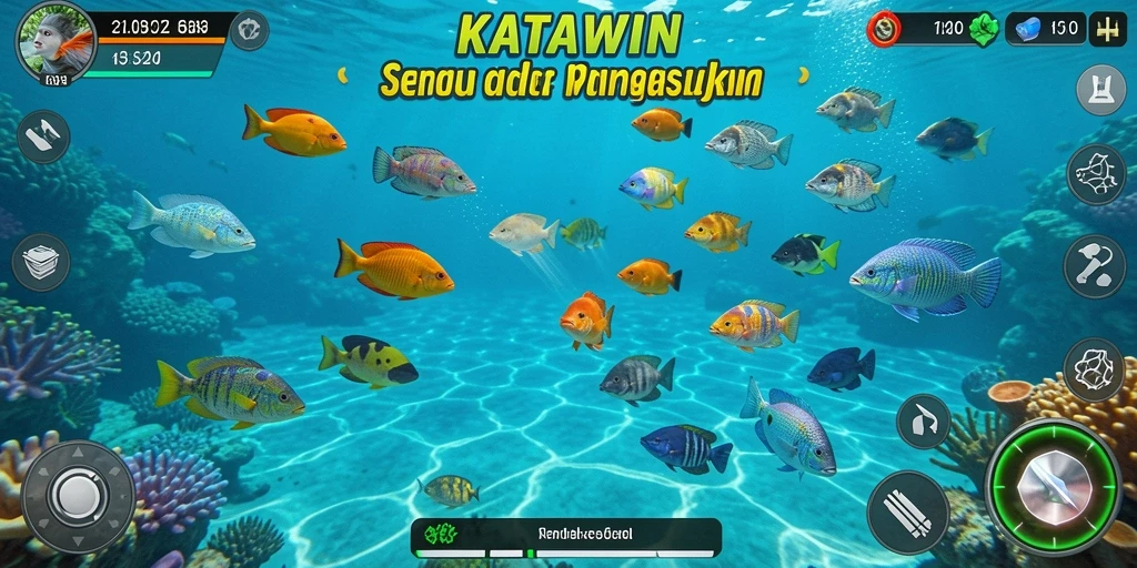 Screenshot utama KATAWIN menampilkan gameplay Tembak Ikan yang mendebarkan.