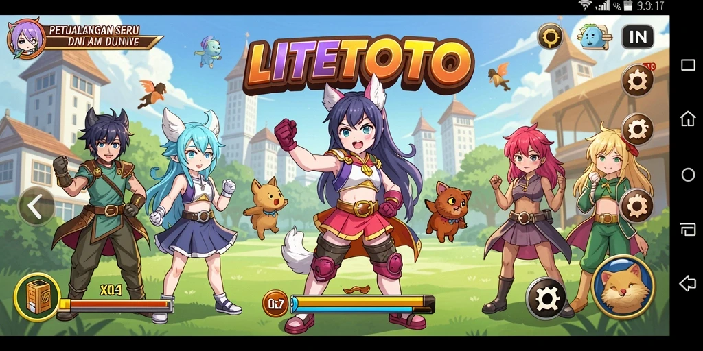 Gameplay LITETOTO yang penuh warna dan karakter anime ikonis.