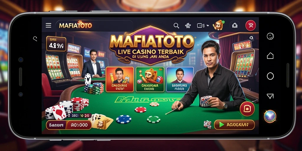 Tampilan gameplay MAFIATOTO menunjukkan dealer langsung dan interaksi pemain secara real-time.
