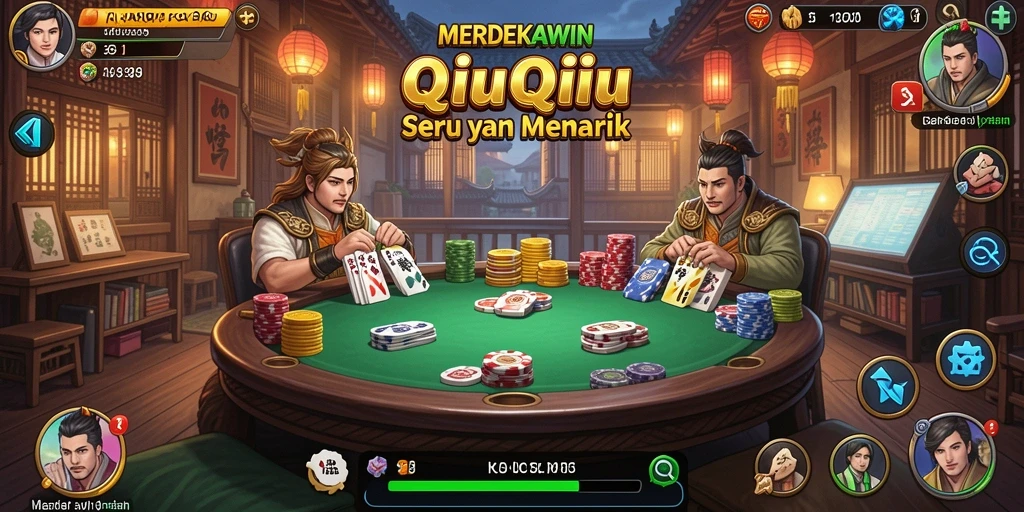 Tampilan gameplay QiuQiu yang mendebarkan dalam MERDEKAWIN.