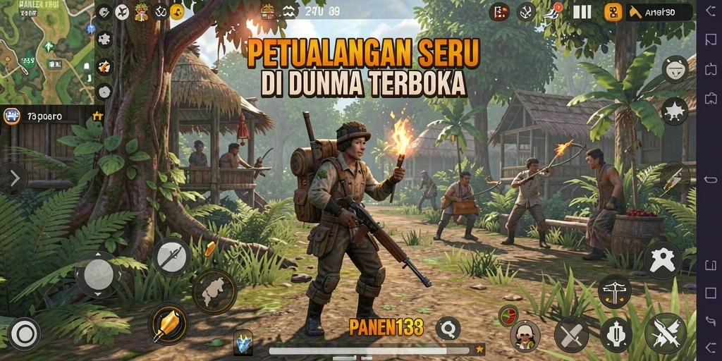 Screenshot gameplay menunjukkan eksplorasi dunia terbuka yang kaya.