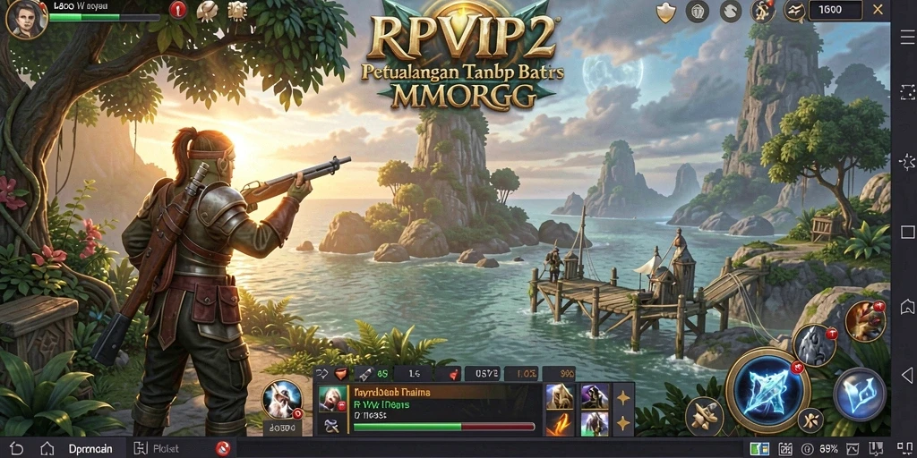 Screenshot gameplay RPVIP2 menampilkan aksi pertempuran yang mendebarkan.