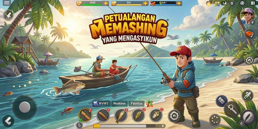 Screenshot gameplay RVIP2 dengan pengalaman memancing yang realistis.