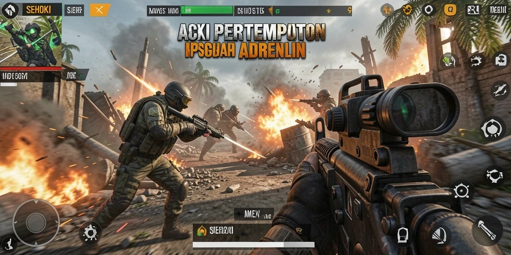 Tangkapan layar SEHOKI menampilkan momen intens dalam pertempuran FPS.