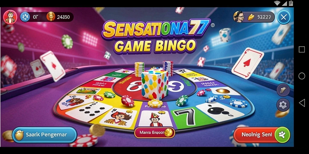 Screenshot utama SENSATIONAL77 menampilkan gameplay bingo yang seru dan interaktif.