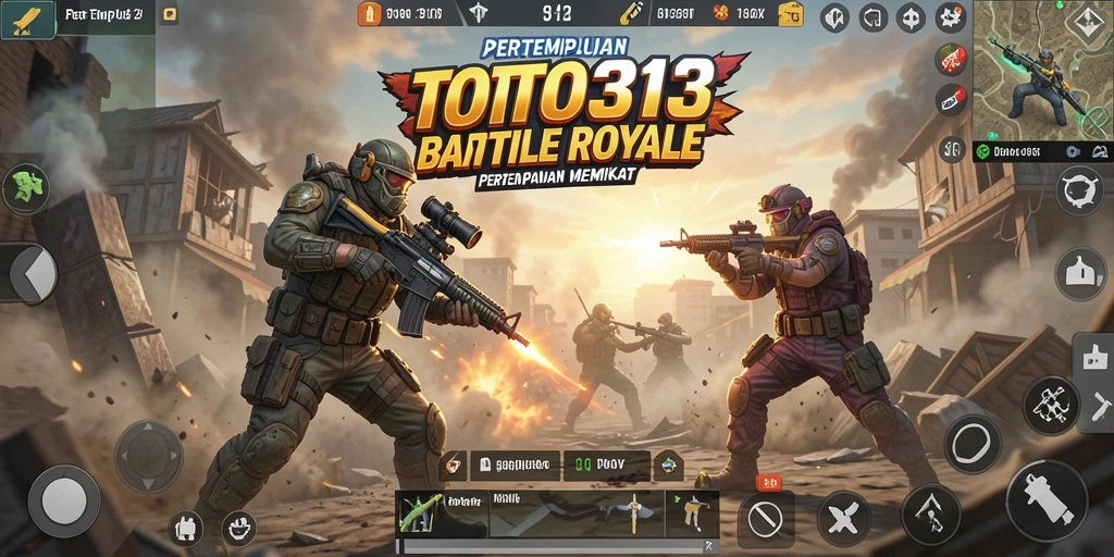 Screenshot TOTO313 menampilkan aksi seru Battle Royale di medan laga.