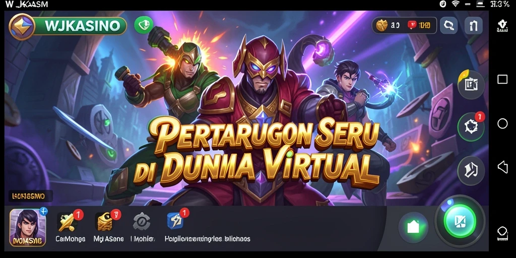 Screenshot permainan WJKASINO yang menampilkan aksi pertarungan seru.